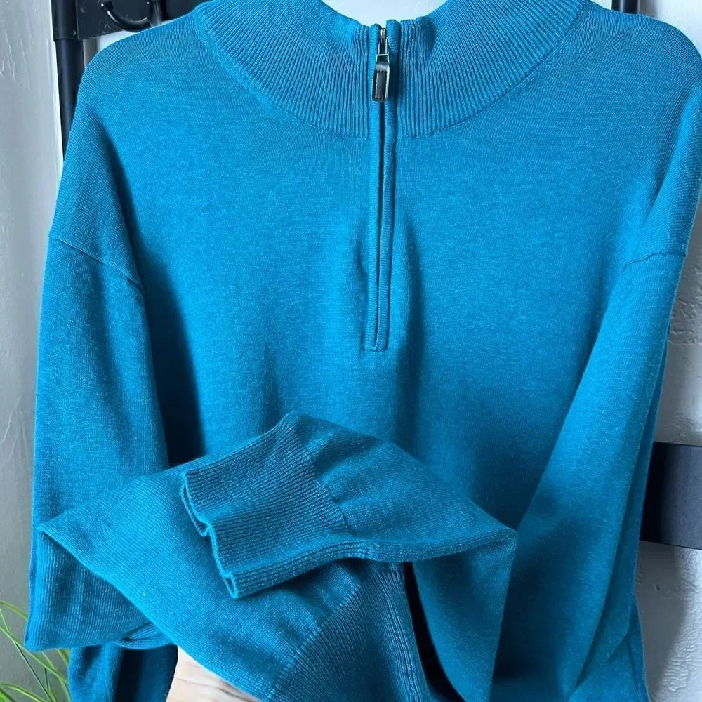 Jos a bank signature collection sweater teal size 2X prima cotton